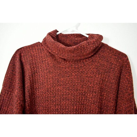 Boohoo Open Sides Slit Burnt Orange Turtleneck Tunic Sweater Fall Size 10 - Picture 5 of 7